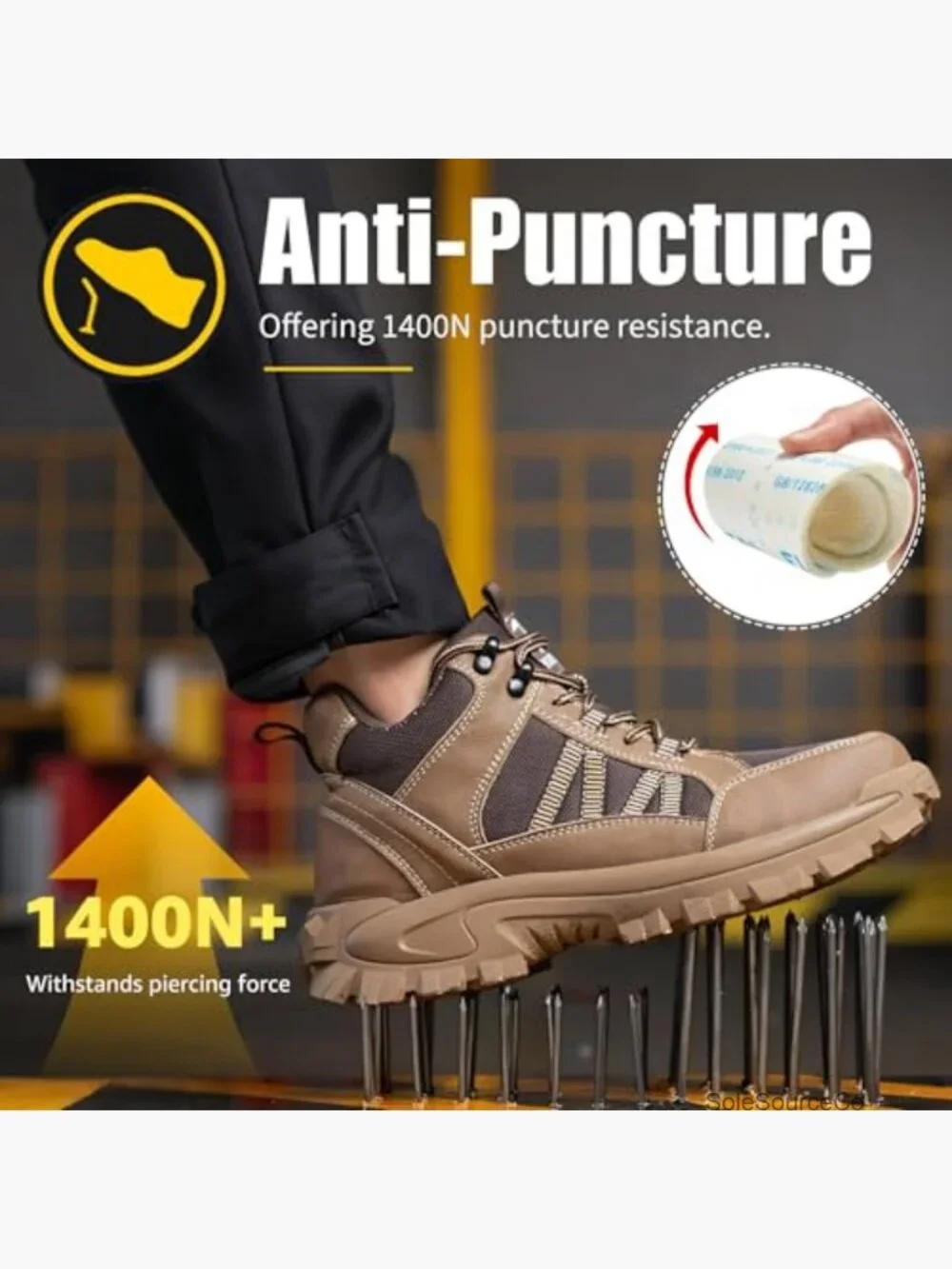 Steel Toe Work Boots - Men's Safety Shoes Non-Slip Puncture Resistant
